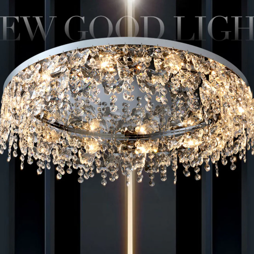 Luxury Crystal Chrome Flush Ceiling Light - Image 7