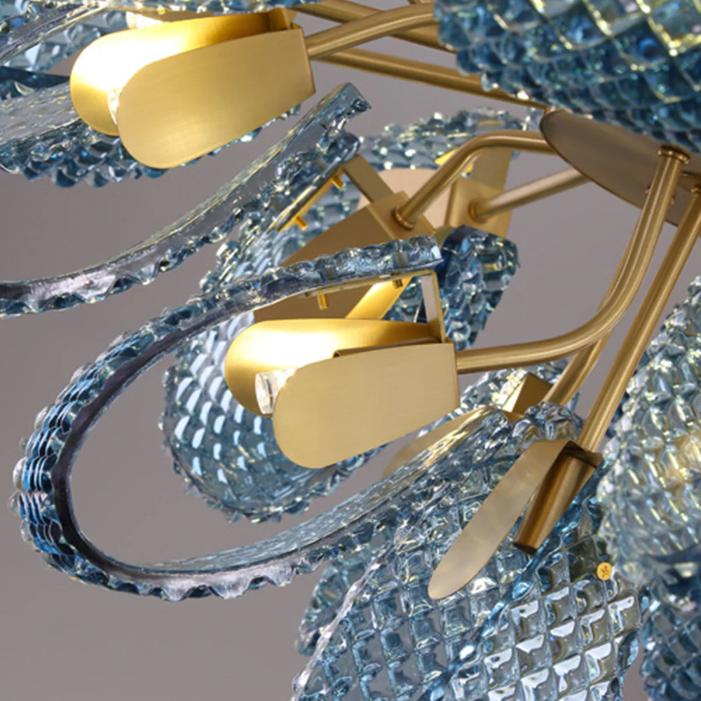 Luxury Style Gorgeous Blue Chandelier Modern Copper Glass Chandelier - Image 3