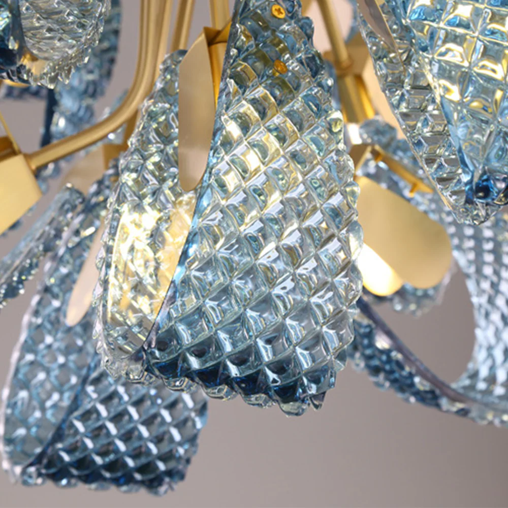 Luxury Style Gorgeous Blue Chandelier Modern Copper Glass Chandelier - Image 5