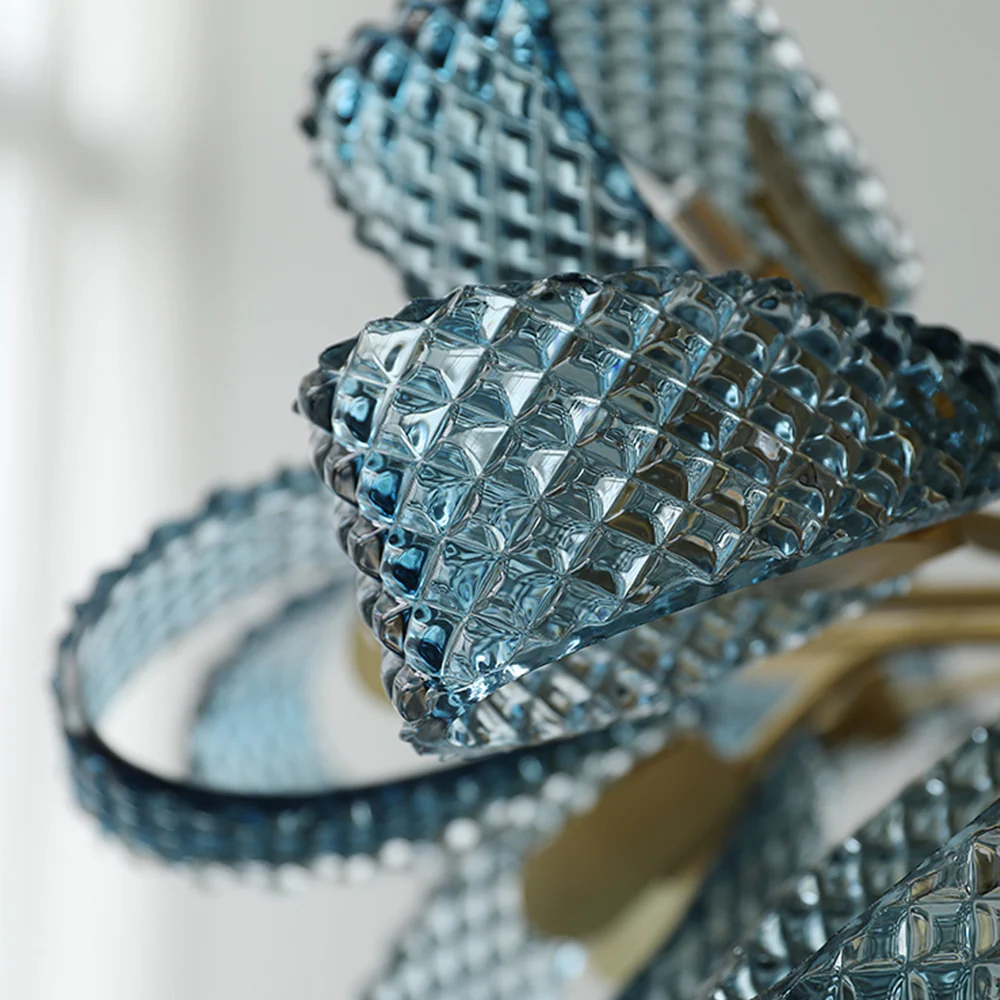 Luxury Style Gorgeous Blue Chandelier Modern Copper Glass Chandelier - Image 6