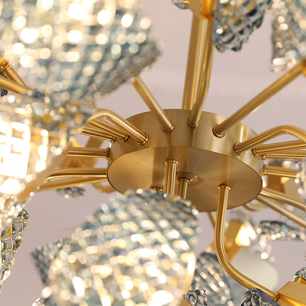 Luxury Style Gorgeous Blue Chandelier Modern Copper Glass Chandelier - Image 9