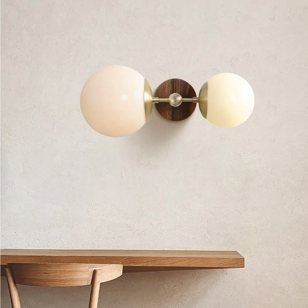 Medieval Double Head Wood Wall Light - Image 3