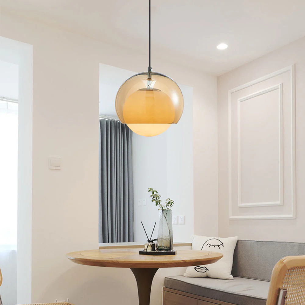 Vintage Orange Bauhaus Glass Pendant Light - Image 11