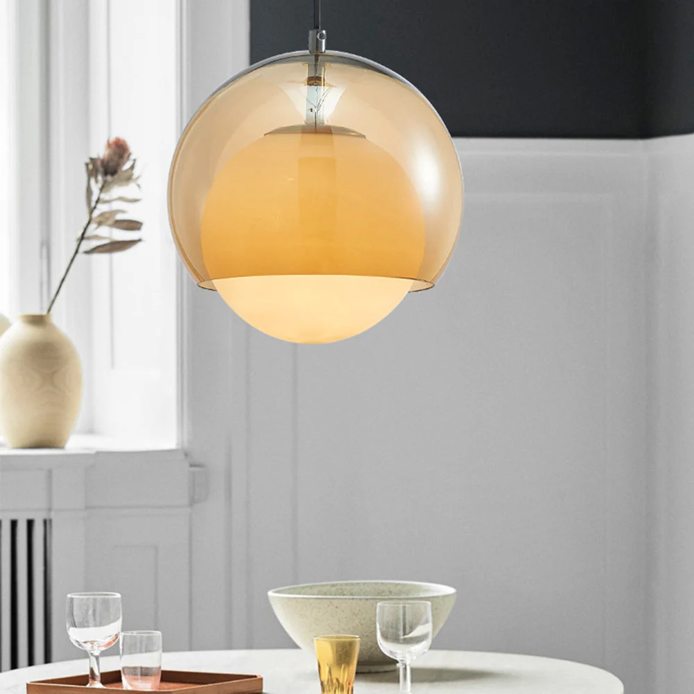 Vintage Orange Bauhaus Glass Pendant Light - Image 12