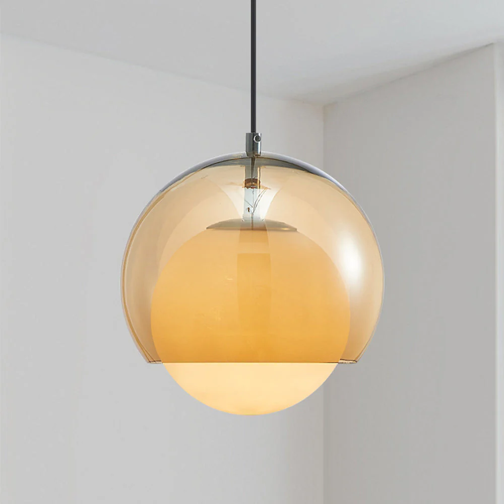 Vintage Orange Bauhaus Glass Pendant Light - Image 2