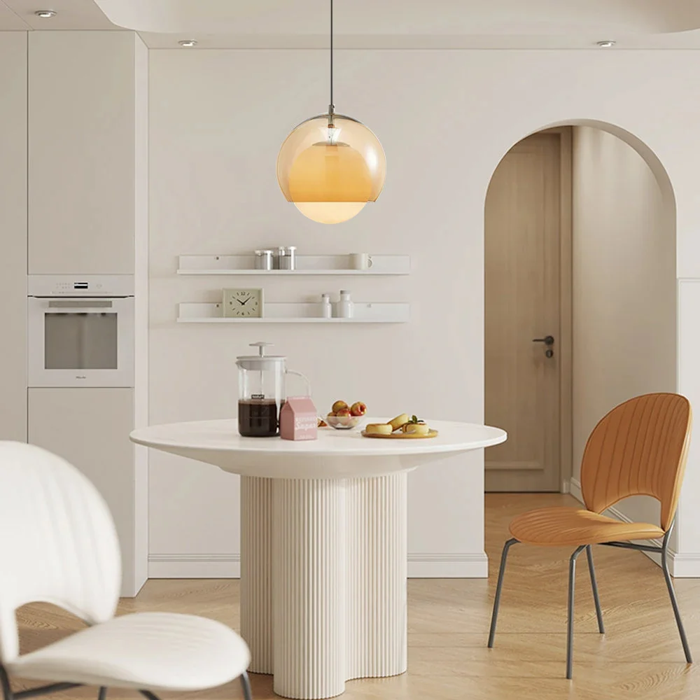 Vintage Orange Bauhaus Glass Pendant Light - Image 4