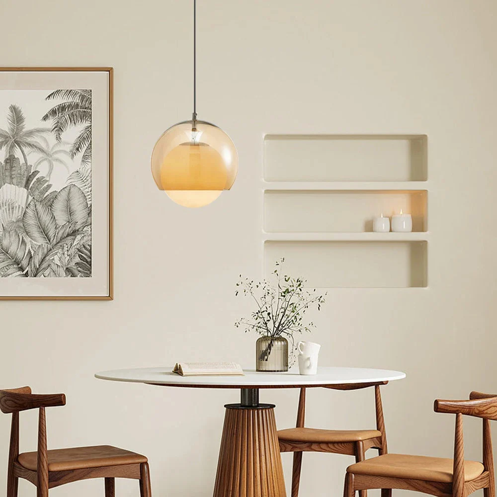 Vintage Orange Bauhaus Glass Pendant Light - Image 5