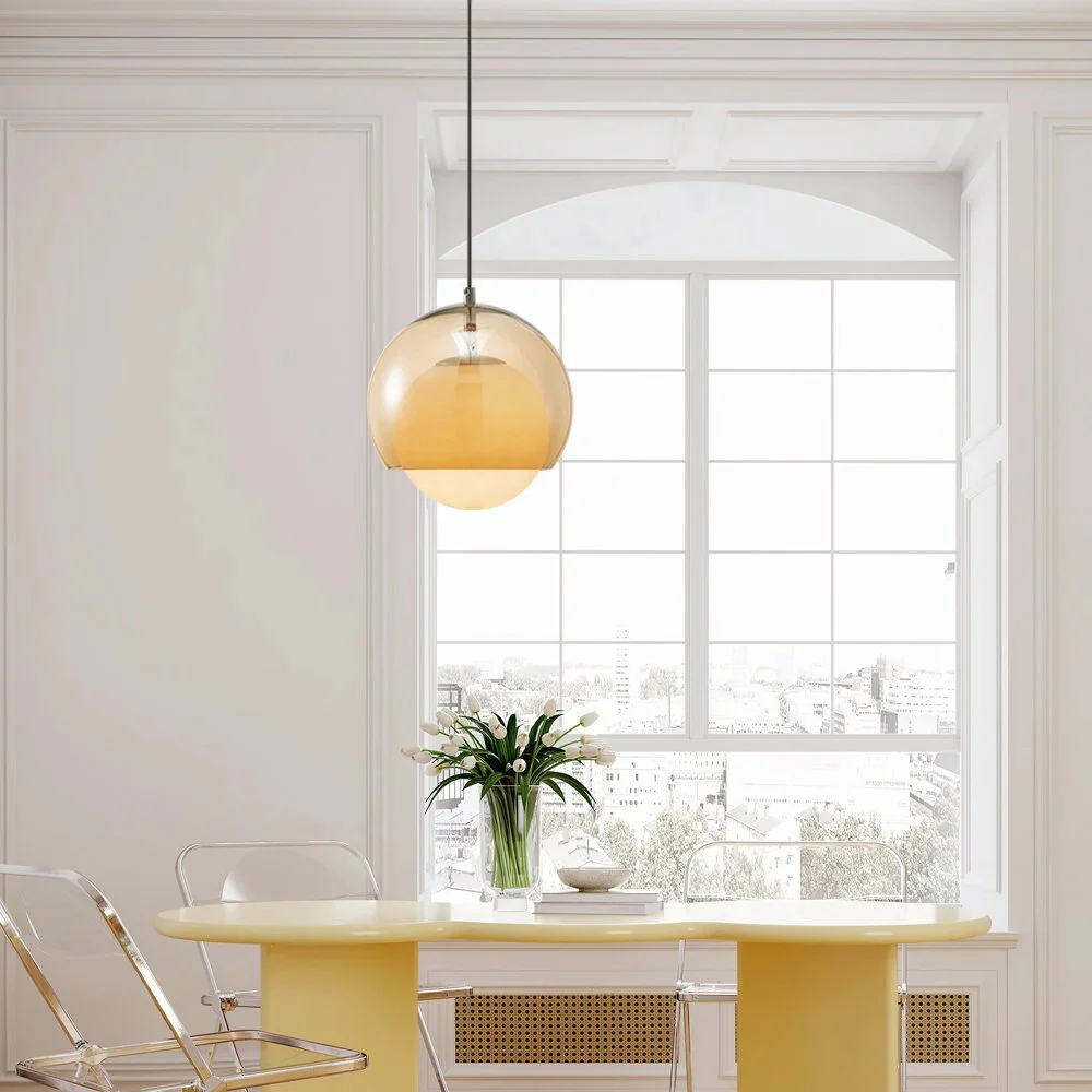 Vintage Orange Bauhaus Glass Pendant Light - Image 7