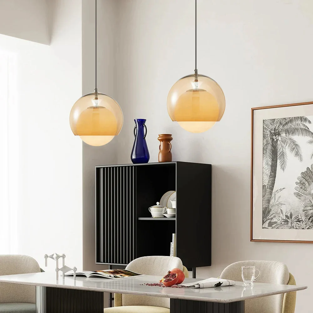 Vintage Orange Bauhaus Glass Pendant Light - Image 9