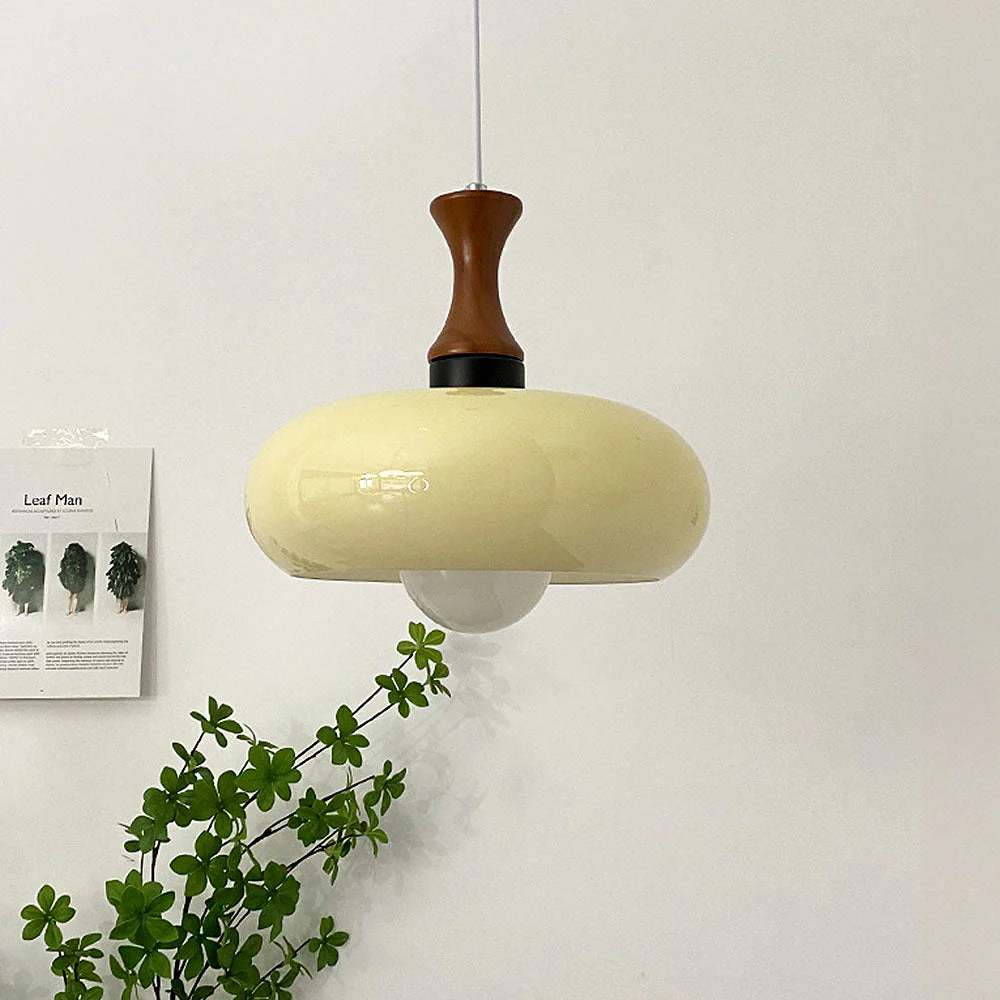Medieval Walnut Glass Pendant Light - Image 4