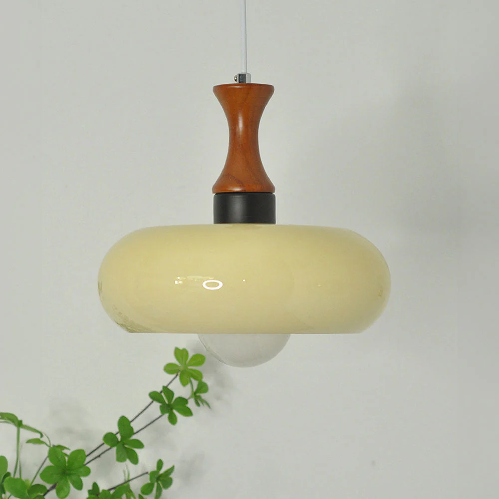Medieval Walnut Glass Pendant Light - Image 5