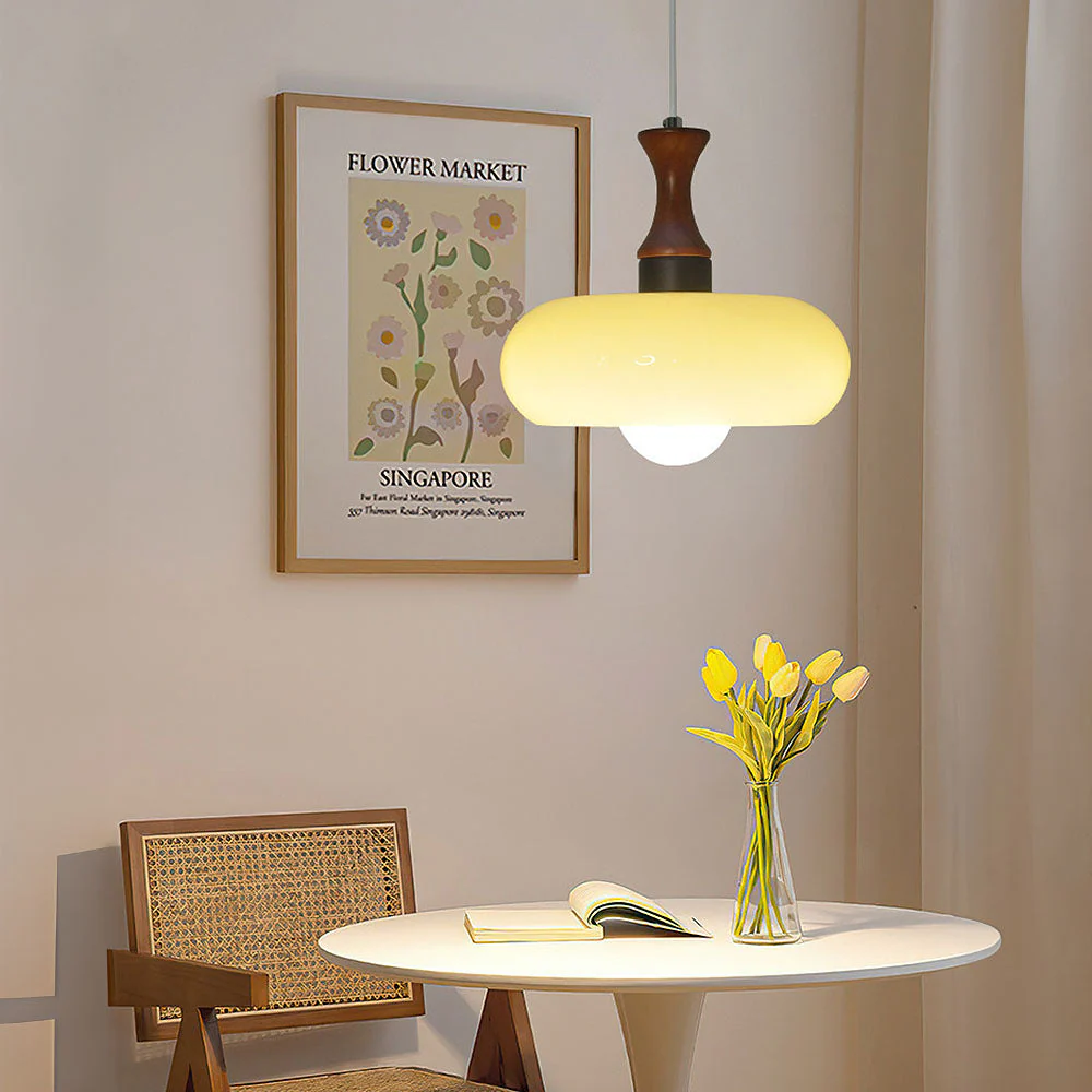 Medieval Walnut Glass Pendant Light - Image 6