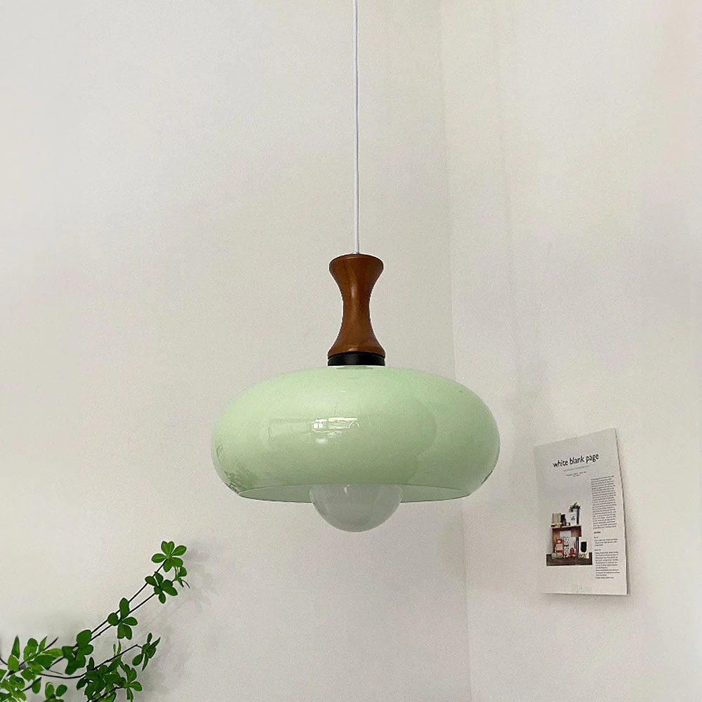 Medieval Walnut Glass Pendant Light - Image 8