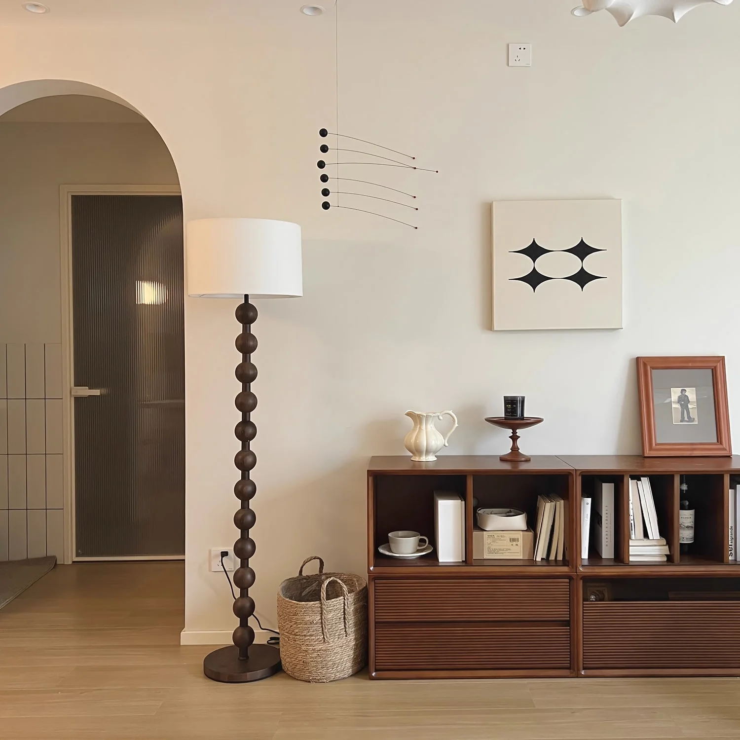 Medieval Wooden Barbell Floor Lamp - Image 12