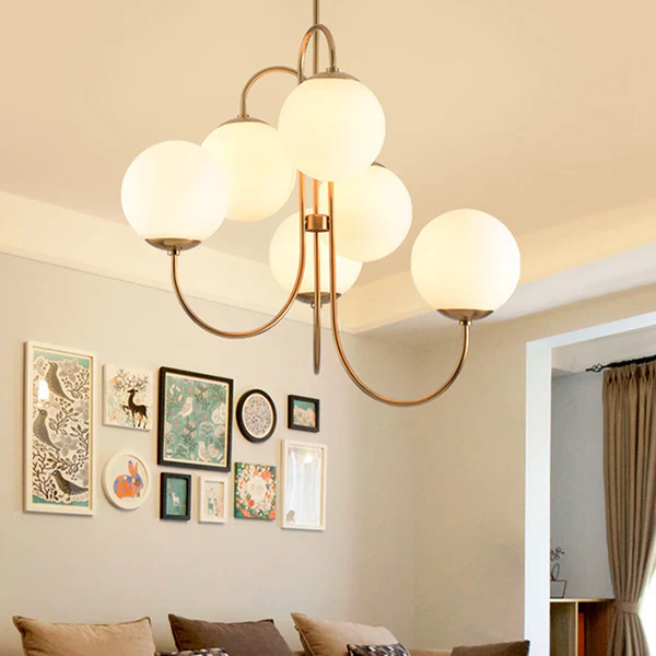 Metal Glass Vintage Chandelier - Image 4