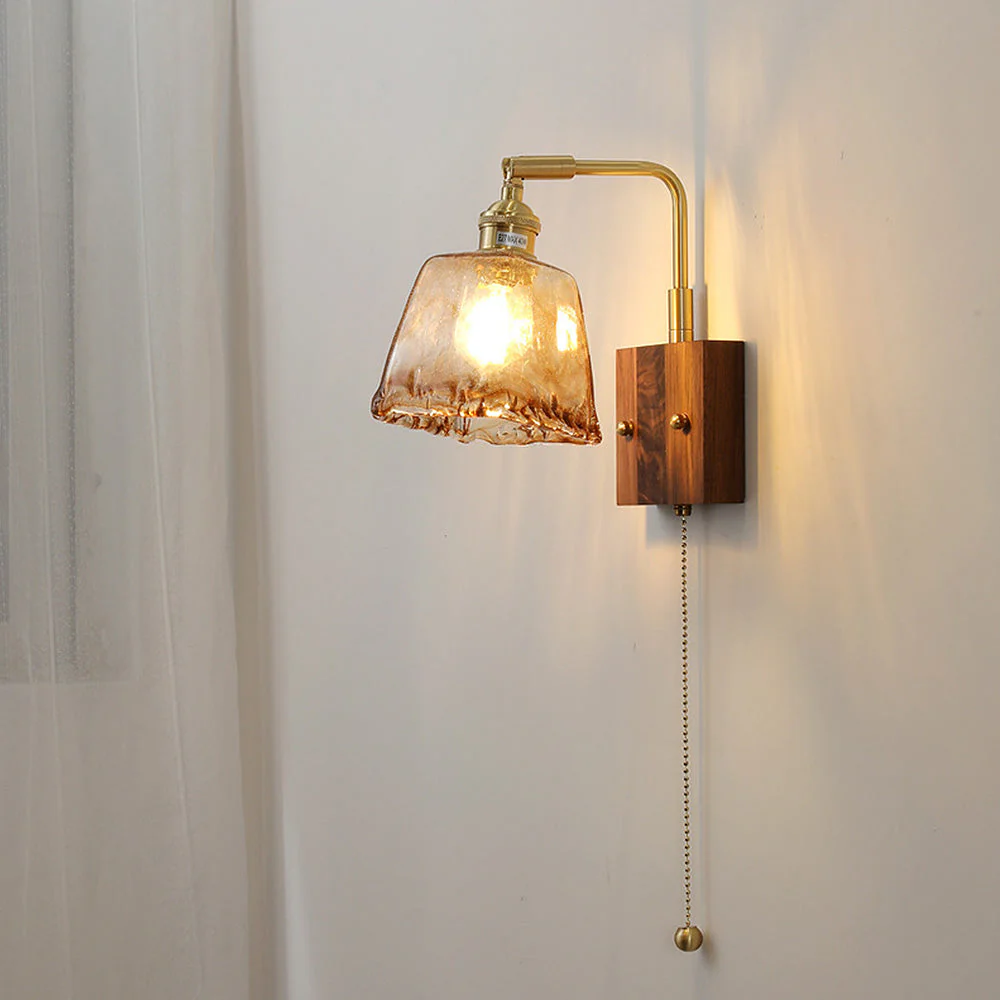 Mid-Century Brown Clear Glass Wall Light - Image 10