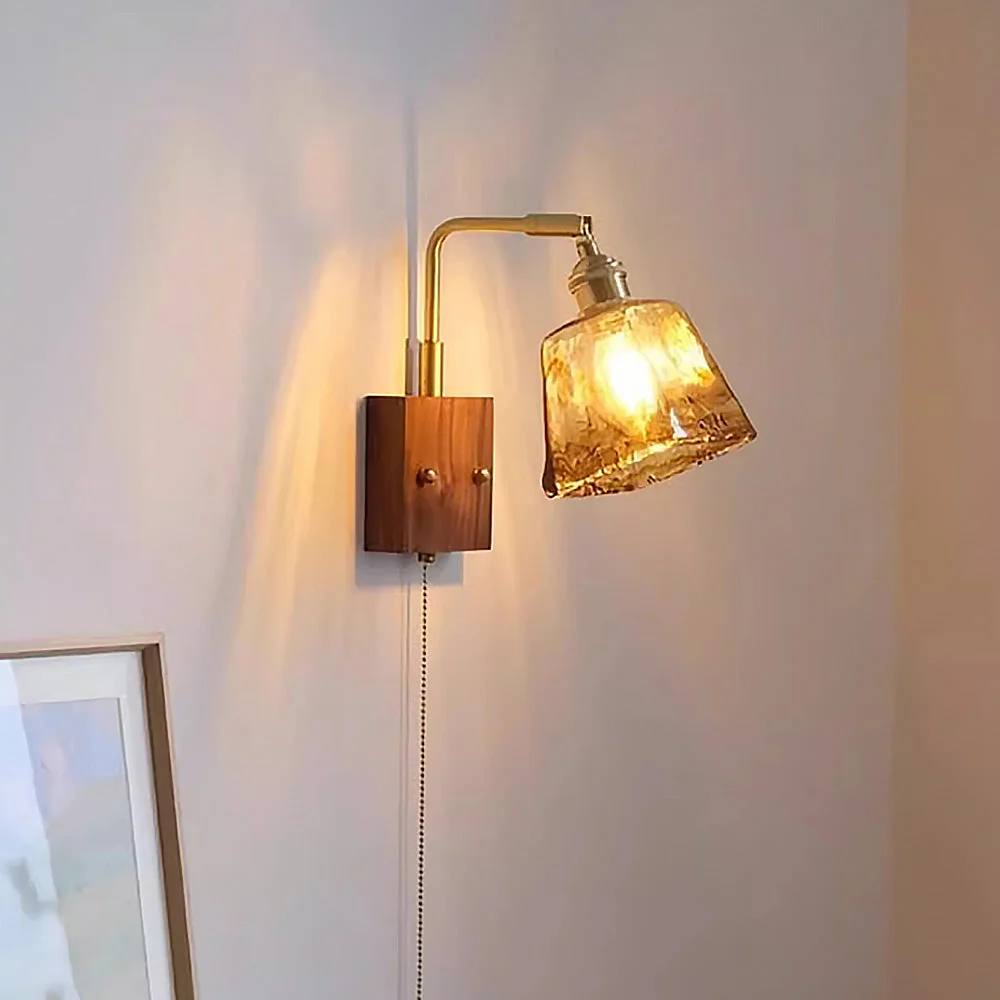 Mid-Century Brown Clear Glass Wall Light - Image 11
