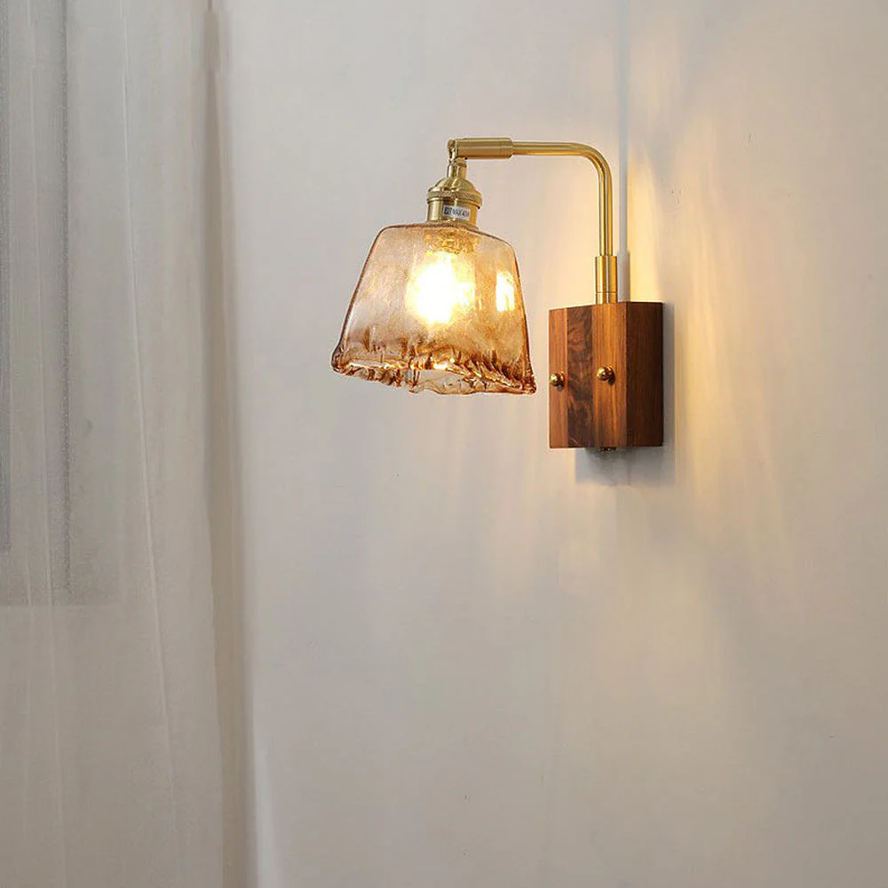 Mid-Century Brown Clear Glass Wall Light - Image 12