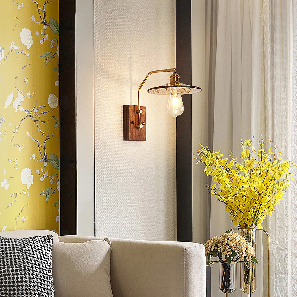 Mid-Century Brown Clear Glass Wall Light - Image 16