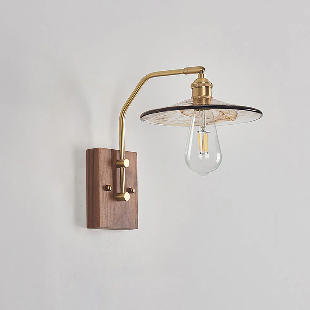 Mid-Century Brown Clear Glass Wall Light - Image 17