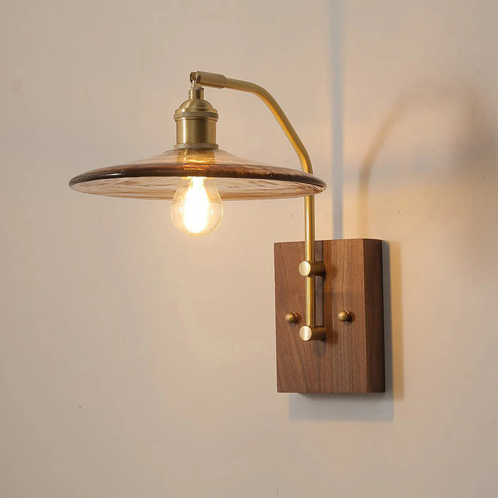 Mid-Century Brown Clear Glass Wall Light - Image 18