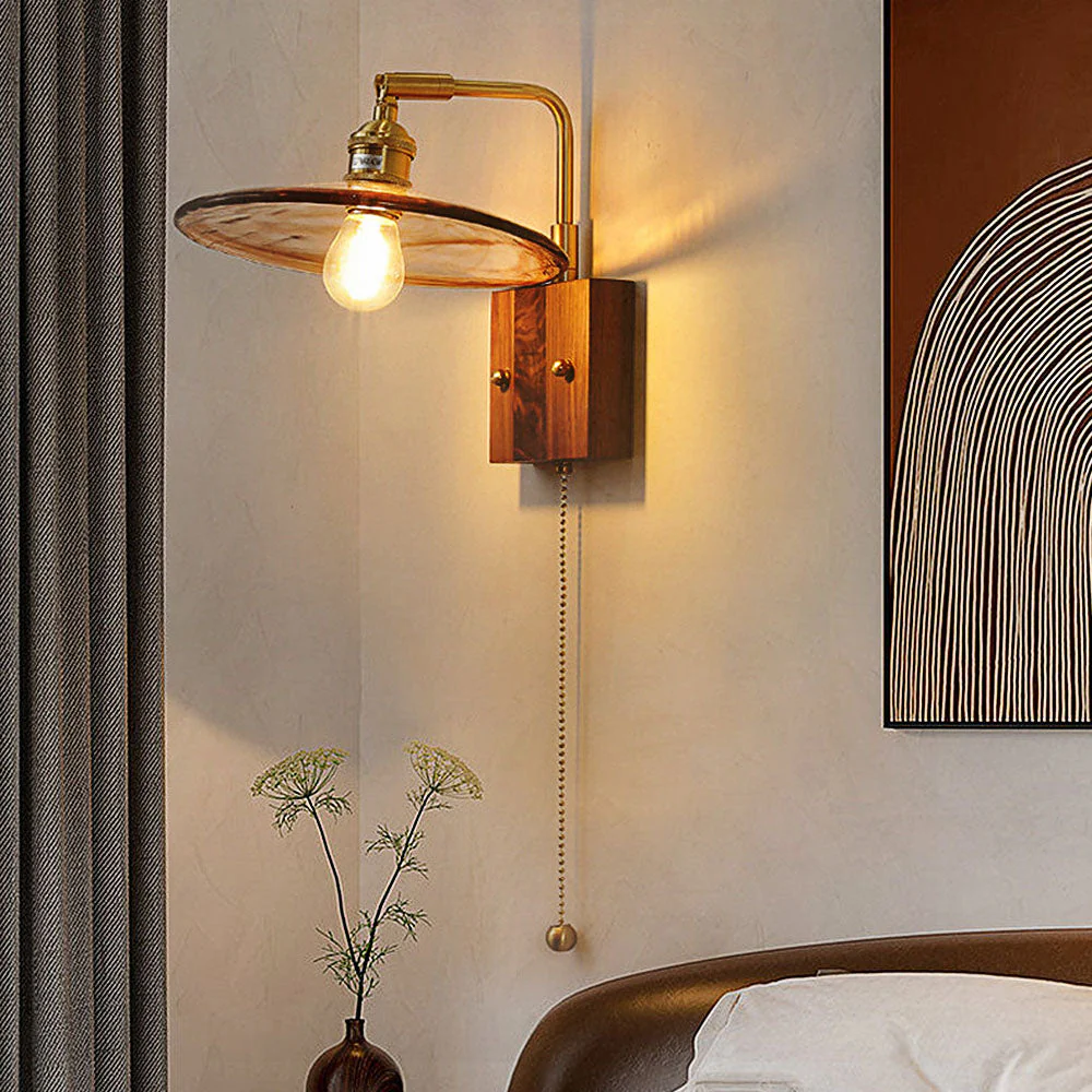Mid-Century Brown Clear Glass Wall Light - Image 2