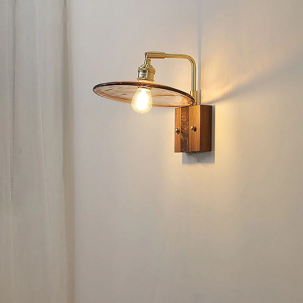 Mid-Century Brown Clear Glass Wall Light - Image 6