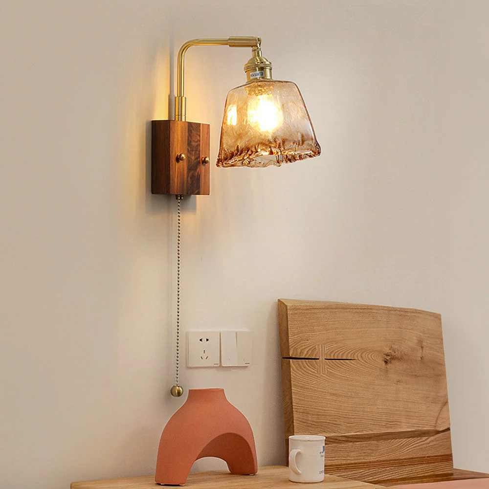 Mid-Century Brown Clear Glass Wall Light - Image 9