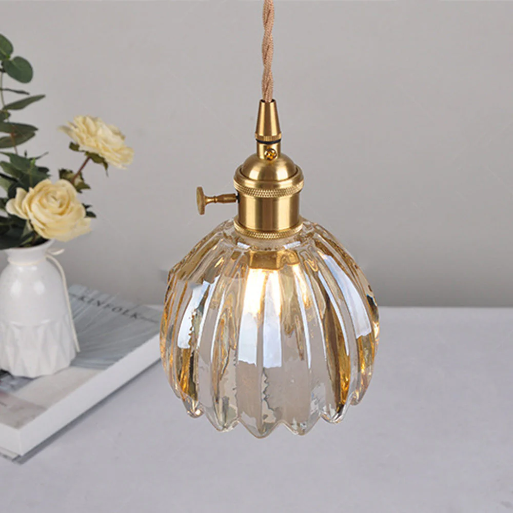Mid-Century Flower Shade Clear Pendant Light - Image 13