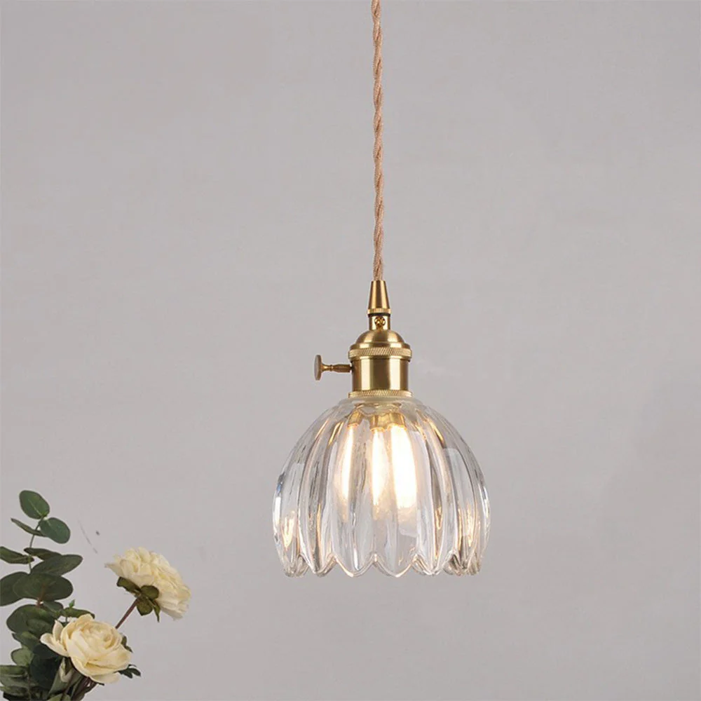 Mid-Century Flower Shade Clear Pendant Light - Image 15