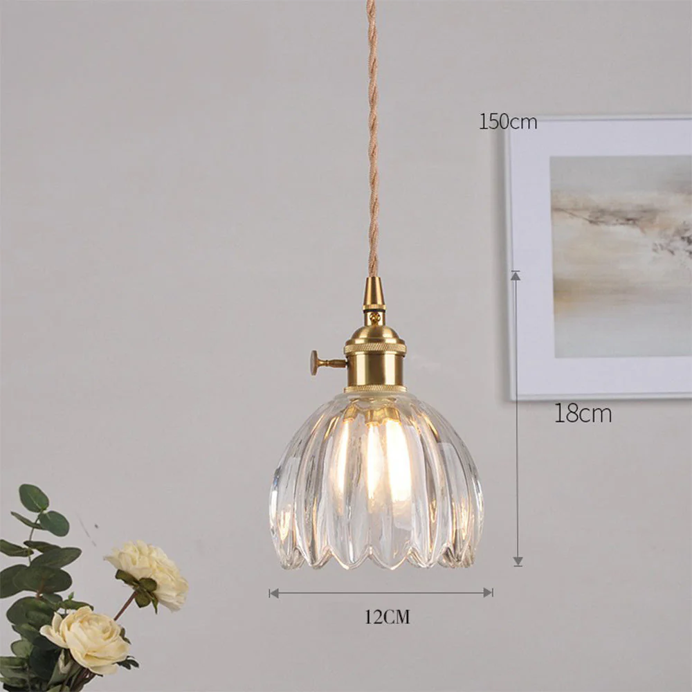 Mid-Century Flower Shade Clear Pendant Light - Image 16