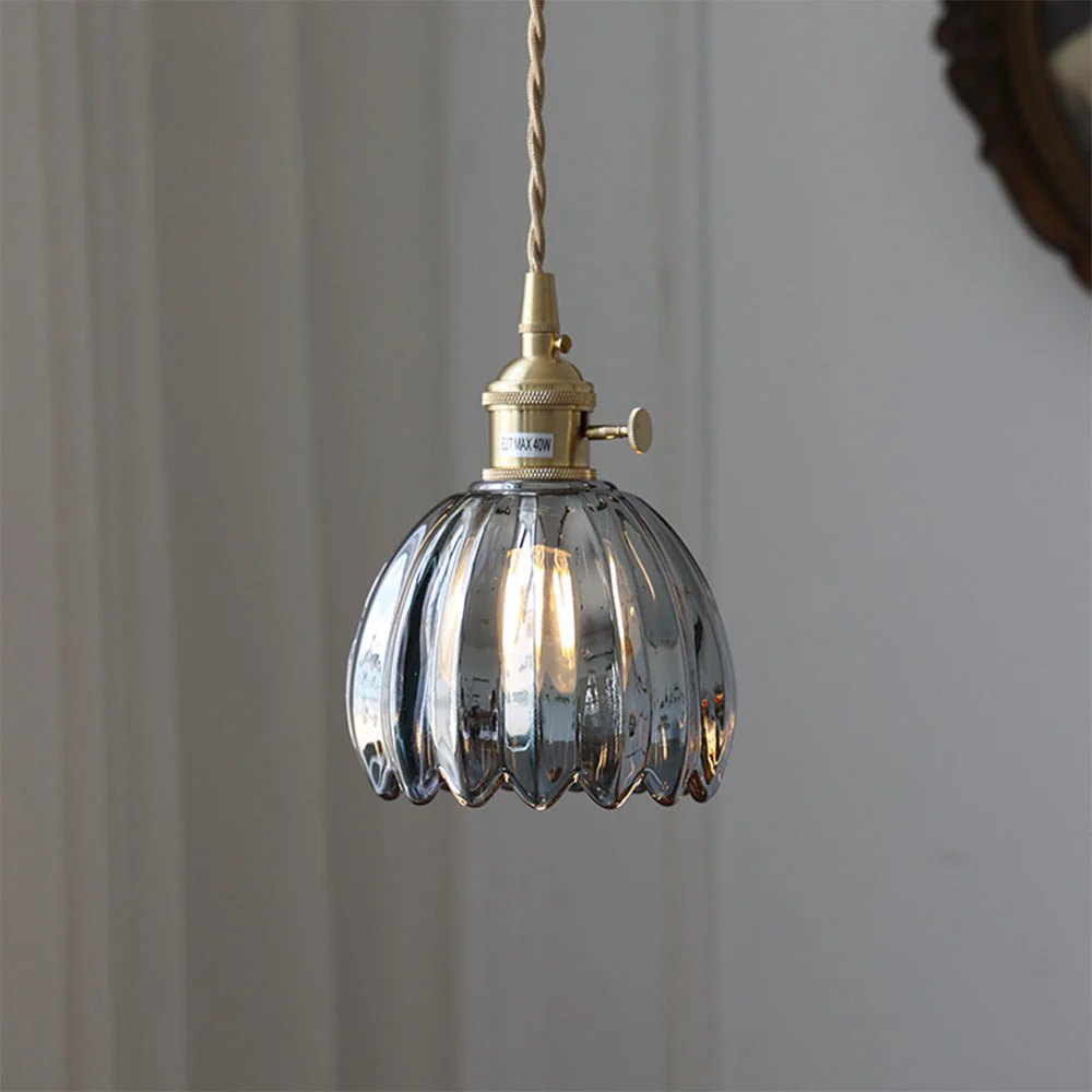 Mid-Century Flower Shade Clear Pendant Light - Image 17