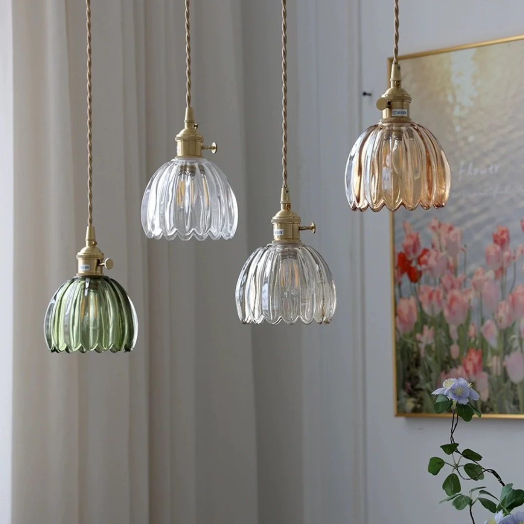 Mid-Century Flower Shade Clear Pendant Light - Image 2