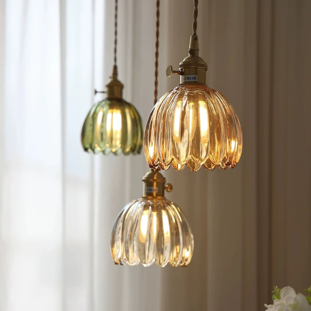 Mid-Century Flower Shade Clear Pendant Light - Image 3