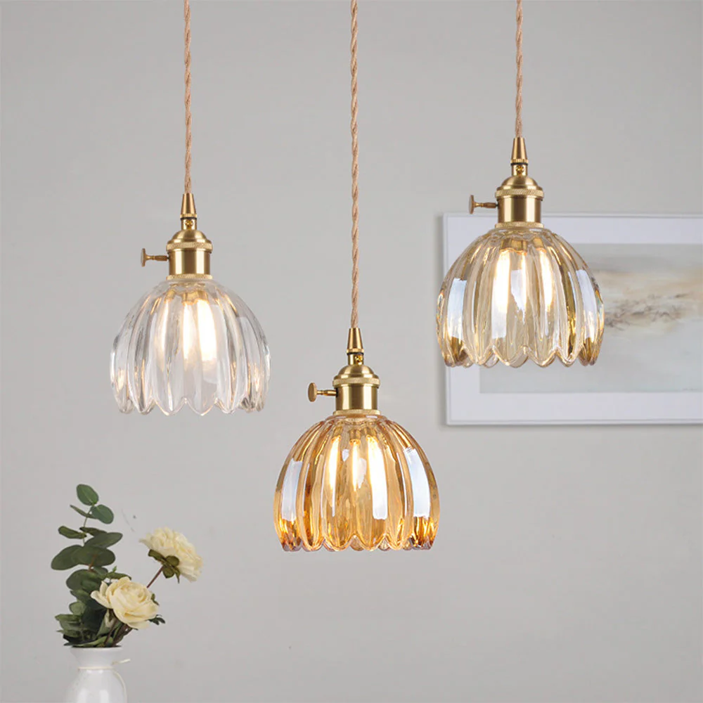 Mid-Century Flower Shade Clear Pendant Light - Image 4