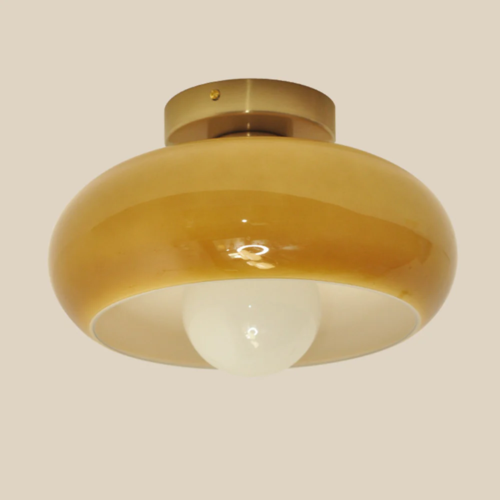 Mid Century Glass Semi Flush Mount Ceiling Lamp - Image 12
