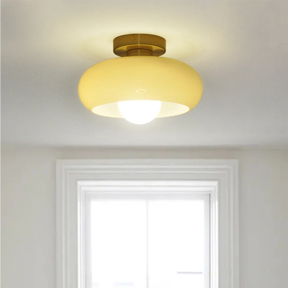 Mid Century Glass Semi Flush Mount Ceiling Lamp - Image 17