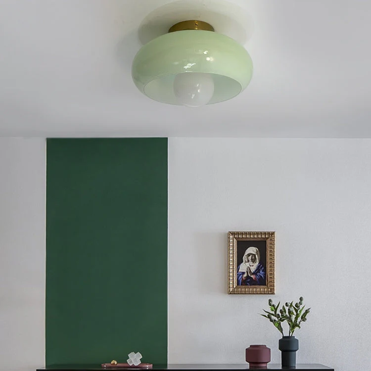 Mid Century Glass Semi Flush Mount Ceiling Lamp - Image 3