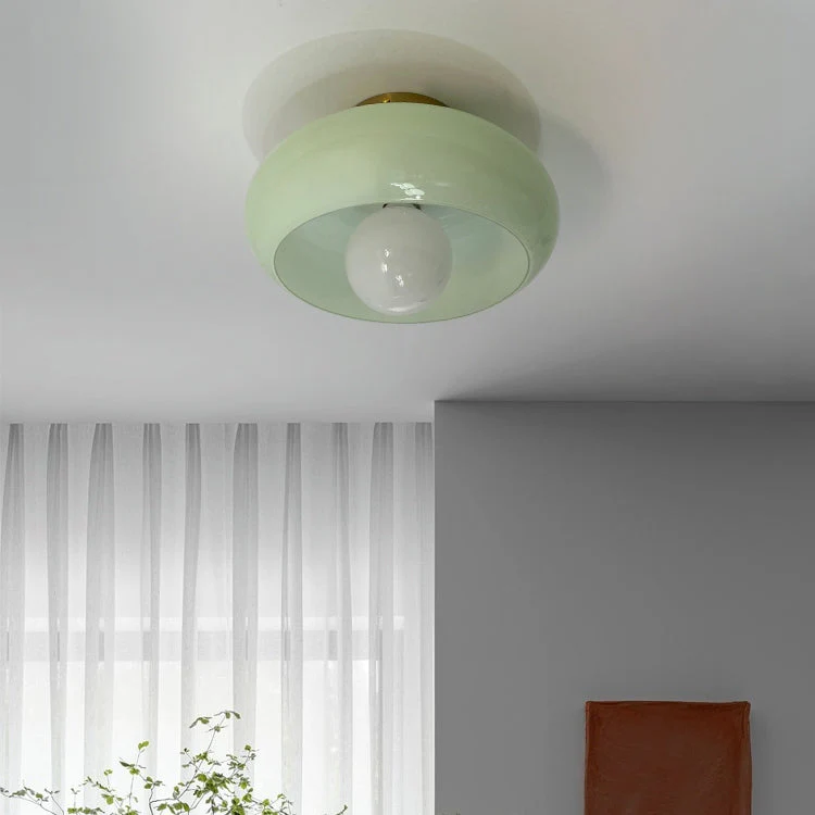 Mid Century Glass Semi Flush Mount Ceiling Lamp - Image 4