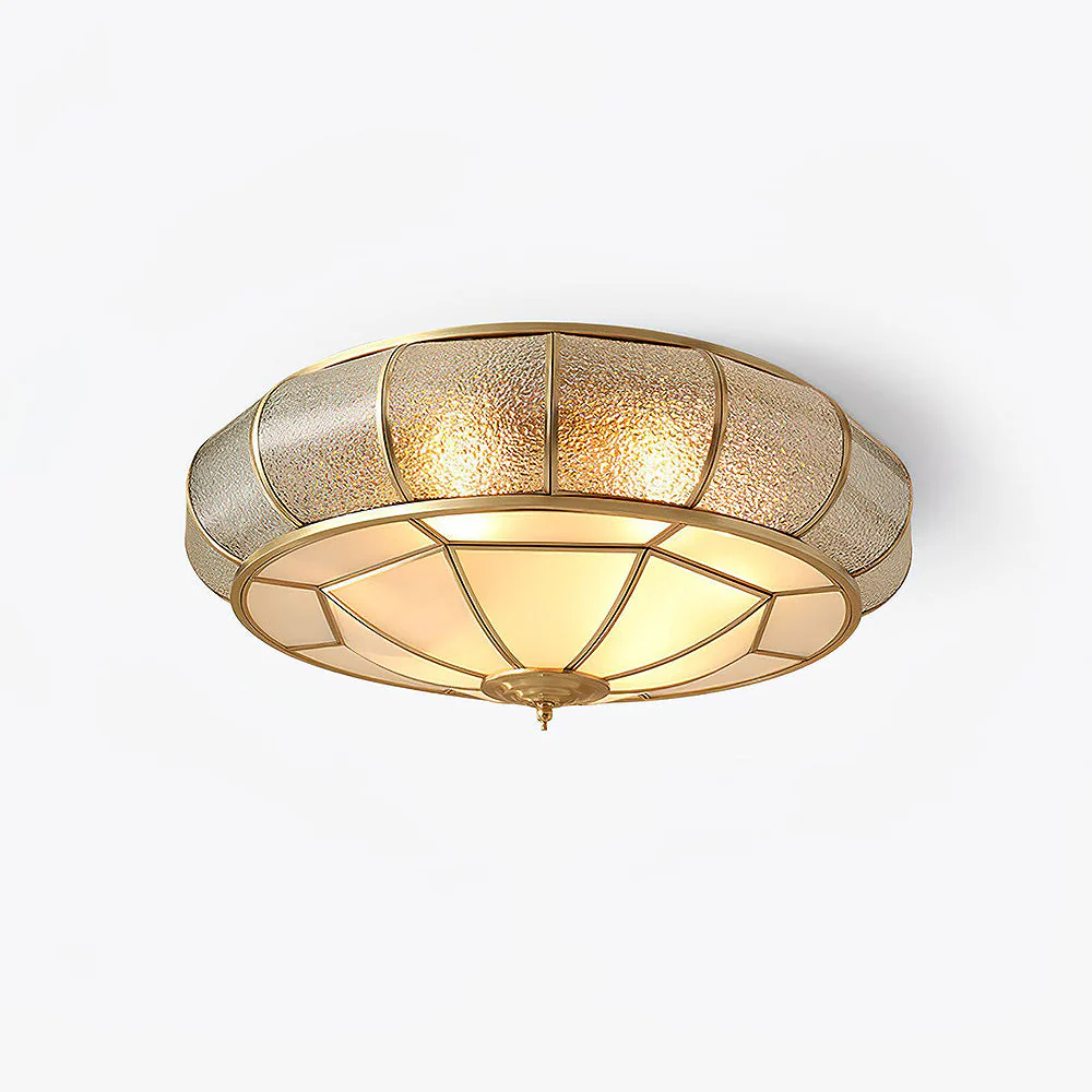 Mid-Century Gold Glass Drum Ceiling Light - Image 20