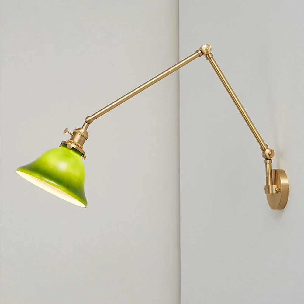 Mid-Century Green Adjustable Glass Shade Wall Light - Image 10