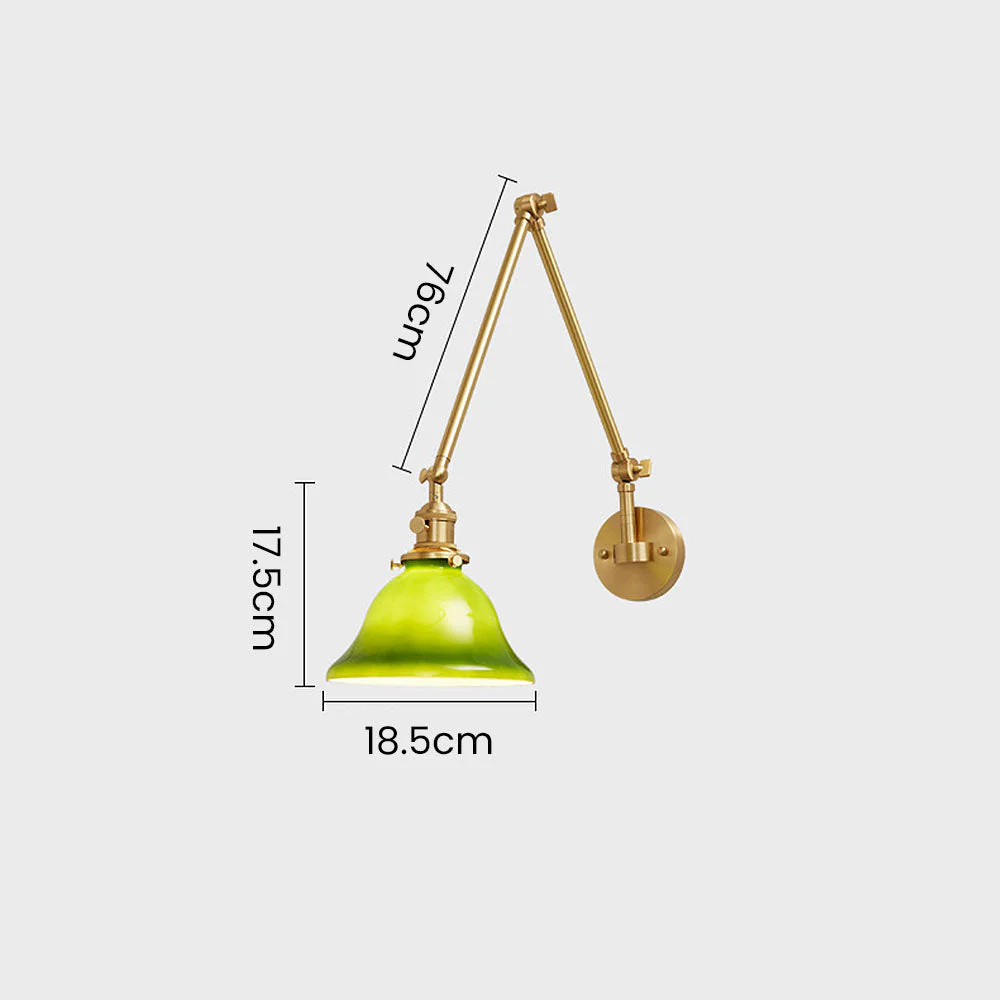 Mid-Century Green Adjustable Glass Shade Wall Light - Image 11