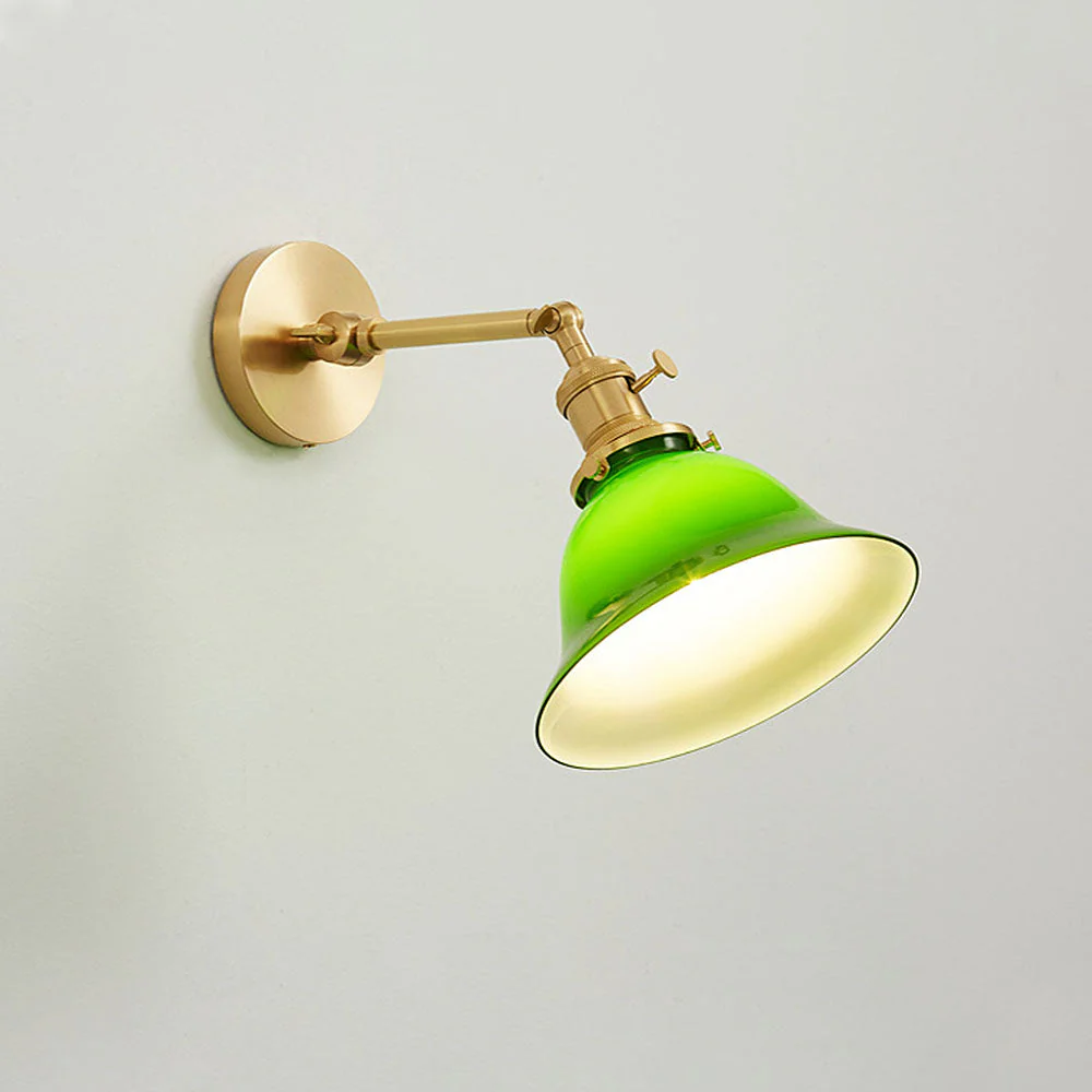 Mid-Century Green Adjustable Glass Shade Wall Light - Image 4