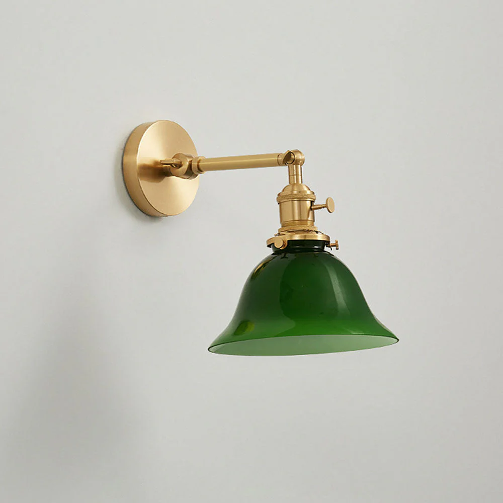 Mid-Century Green Adjustable Glass Shade Wall Light - Image 5