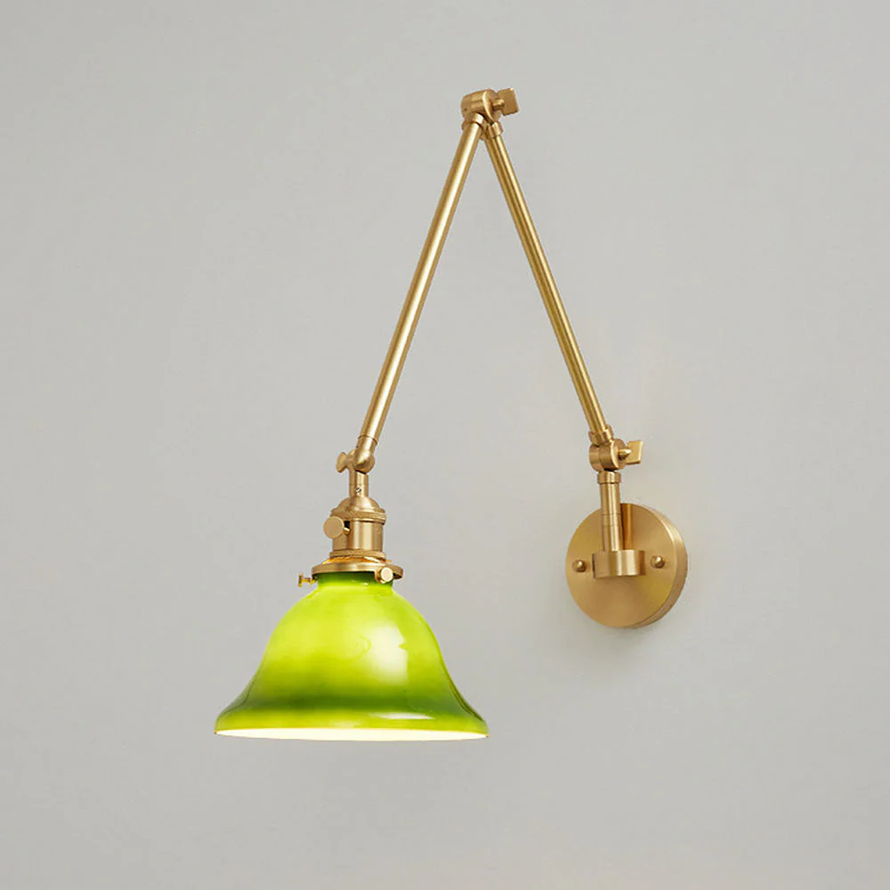 Mid-Century Green Adjustable Glass Shade Wall Light - Image 9