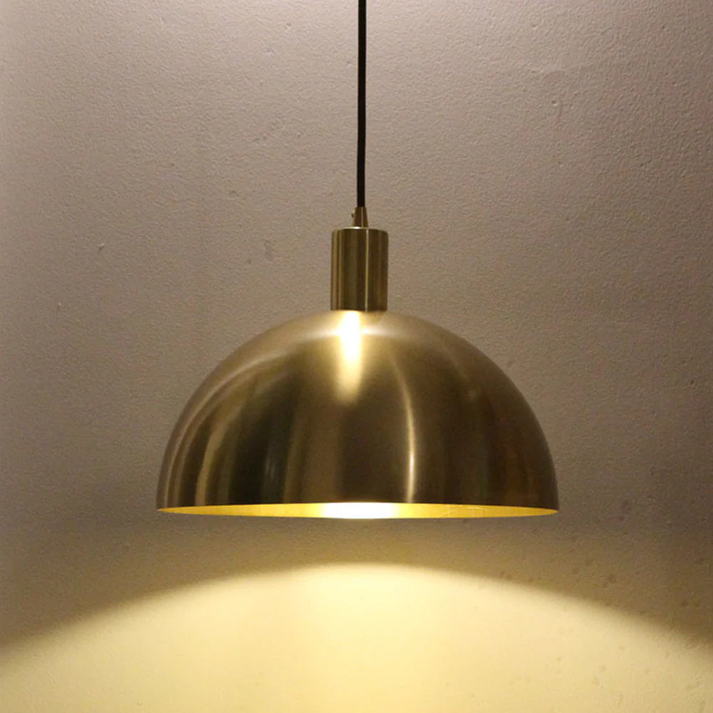 Mid-Century Modern Brass Dome Hanging Pendant Light - Image 12