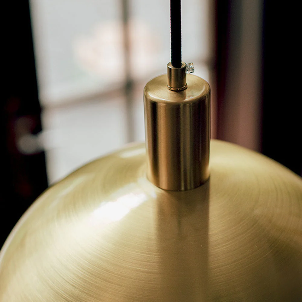 Mid-Century Modern Brass Dome Hanging Pendant Light - Image 14