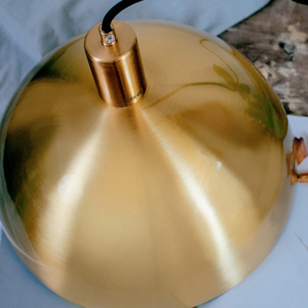 Mid-Century Modern Brass Dome Hanging Pendant Light - Image 15