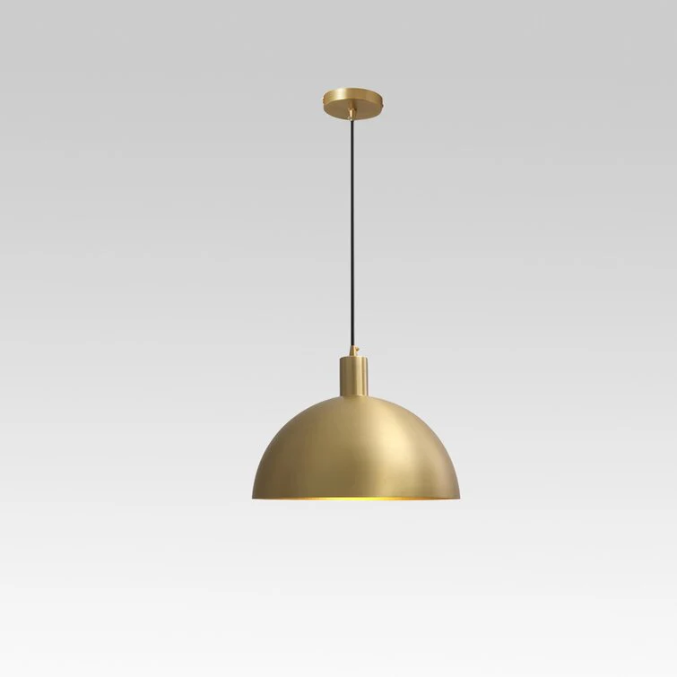 Mid-Century Modern Brass Dome Hanging Pendant Light - Image 17