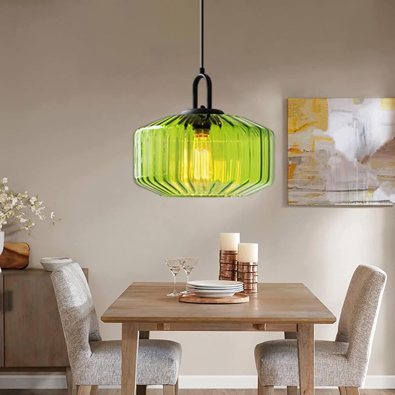 Mid Century Striped Glass Pendant Light - Image 10